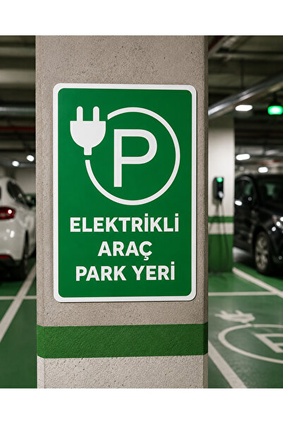 ünalgrup Electric Vehicle Parking Sign Pvc Dekota Sign 25X35 cm Uv Printing E...