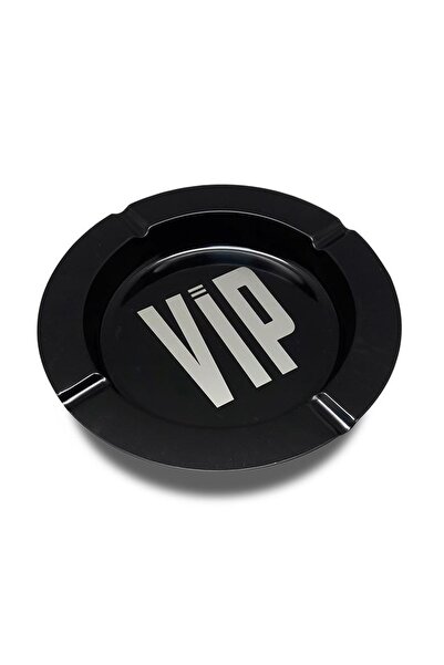 OEM Scrumieră metalică rotundă neagră VIP 14x2 cm, design elegant pentru masă...