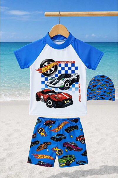 CHİCKİDSWEAR Boys' Short Sleeve Uv50+ Swim Set 3 Pieces
