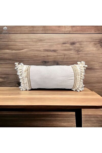 DNC home tekstil Special Design Linen Cream Jute Throw Pillow Cover (35X55)