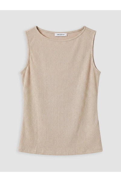 LC Waikiki Beige Crew Neck Glittery Women's Tank Top