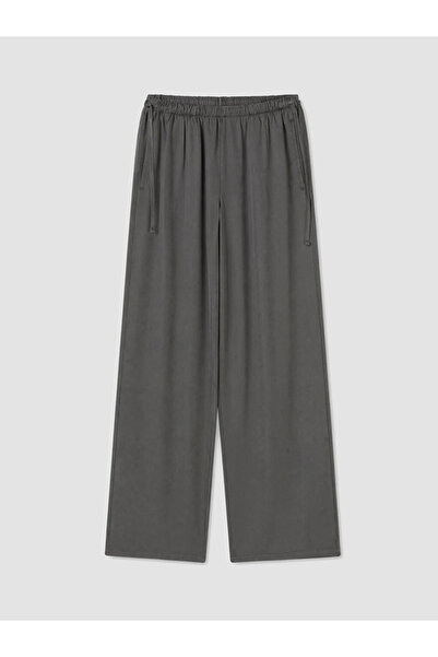 LC Waikiki Gray Wideleg Women's Jean Trousers with Elastic Waist
