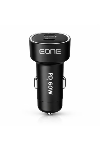EONE شاحن سيارة بقدرة 60 واط مزدوج USB-C PD، محول شحن سيارة بمنفذين للأجهزة م...