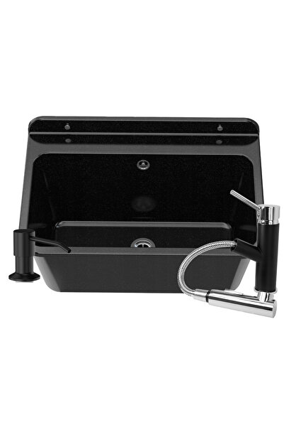 Granitan Set chiuveta si baterie cu cap de dus, Granitan, 56x61cm, Polipropil...