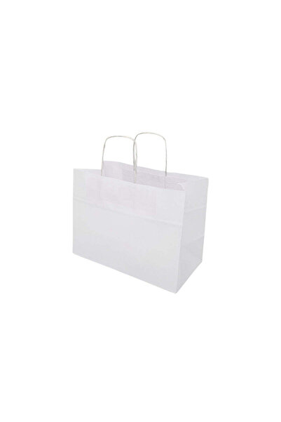 Papette Set 200 bucăți Pungi hârtie Kraft Alb, mânere hârtie rasucită, 32 x 2...