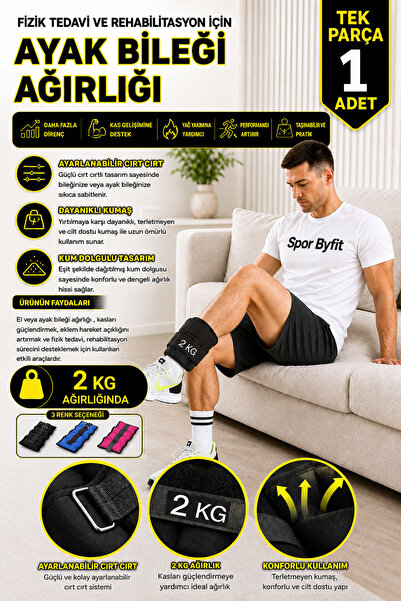 Spor Byfit 2 kg peska za rehabilitaciju i fizikalnu terapiju, uteg za zglob z...