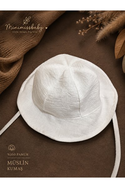 Minimissbaby Flamli Muslin White Unisex Baby Kids Fedora Hat 100% Cotton