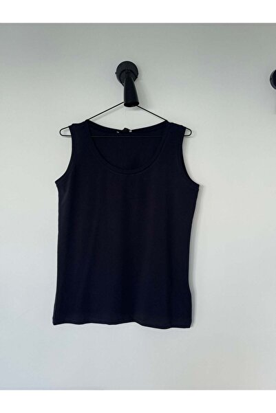 Bade Butik Navy Blue Sleeveless Big Size Basic Blouse