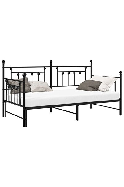 vidaxl Cadru de pat de zi Negru 107 x 203 cm Oțel