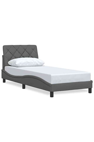 vidaxl Cadru de pat fără saltea, gri închis, 90x190 cm, textil