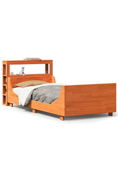 vidaxl Cadru pat fără saltea, maro ceruit, 75x190 cm, lemn masiv pin
