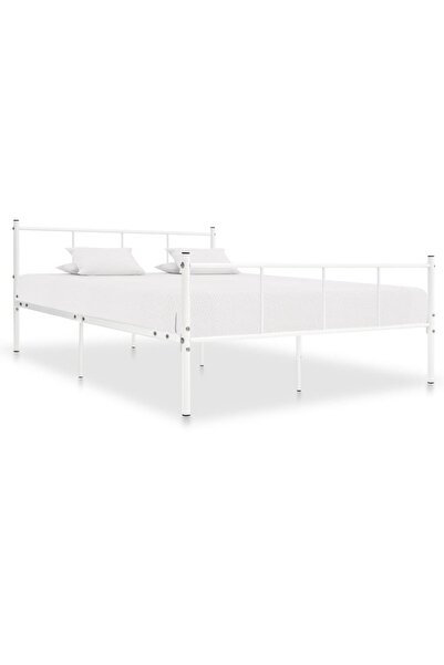 vidaxl Cadru de pat, alb, 120 x 200 cm, metal