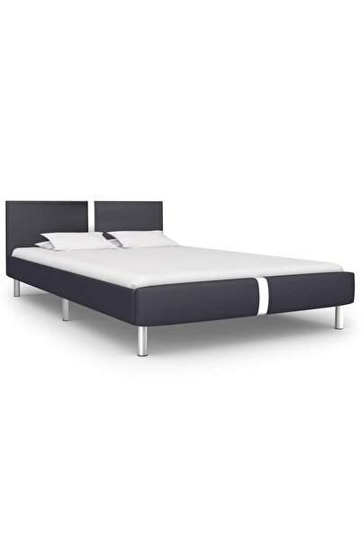 vidaxl Cadru de pat fără saltea piele artificială neagră 135x190 cm