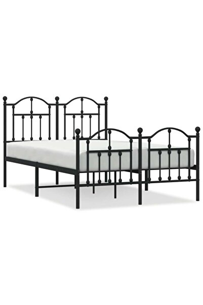 vidaxl Cadru pat metalic cu tăblie de cap/picioare, negru, 120x190 cm