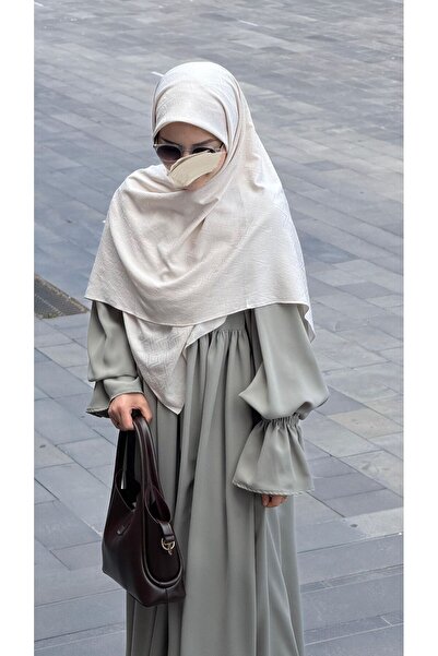 Qalortex Scarf Premium Jacquard Sare Large Size Scarf - Cream