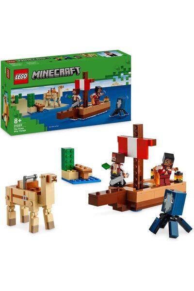 LEGO Minecraft The Pirate Ship Voyage Boat Toy Playset for Kids, Building Set...