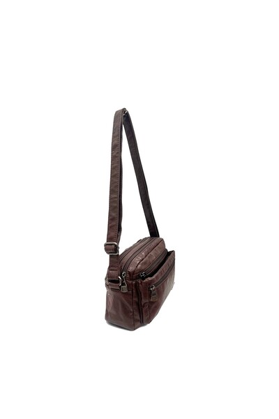Sanmorris Multi-Compartment Washed Leather Soft Textured Women's Crossbody Sh...