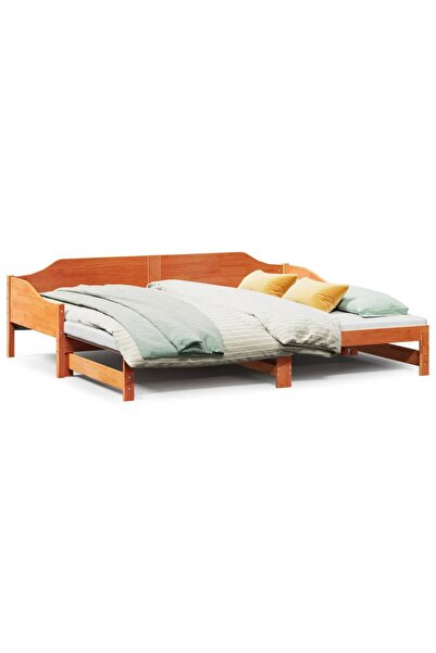 vidaxl Pat de zi cu extensie, maro ceruit, 80x200cm, lemn masiv de pin