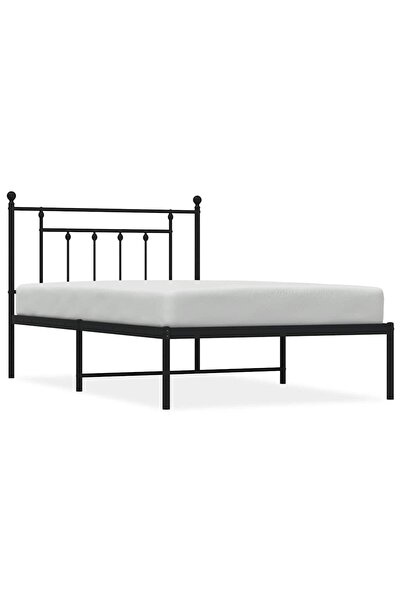 vidaxl Cadru de pat din metal cu tăblie, negru, 100x200 cm