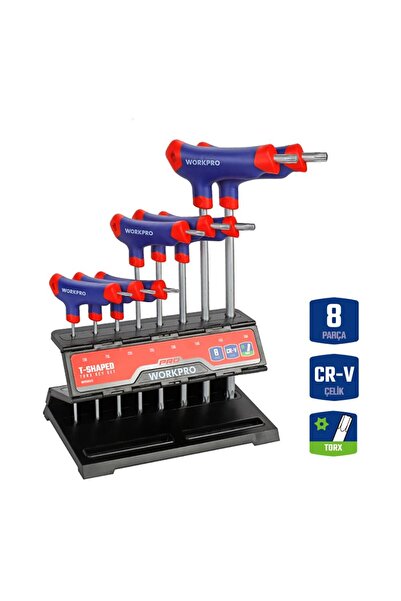 Workpro Wp200543 8 Parça Cr-v T Tipi Uzun Delikli Torx Profesyonel Allen Anah...
