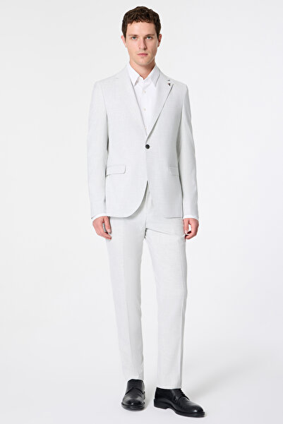 Tween Slim Fit Koyu Gri Armürlü Takim Elbise