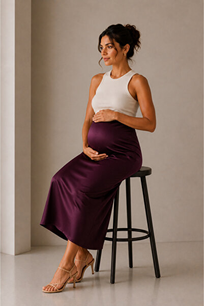 Luvmabelly MYRA9035- Saten Etek -Mor
