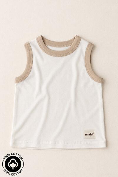 Miniel Unisex 100% Cotton Baby Kids Summer Undershirt with Braided Arma Detail
