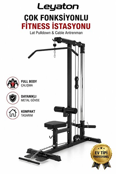 Leyaton Çok Fonksiyonlu Fitness İstasyonu Lat Pull-Down Cable Antreman Bar Ma...