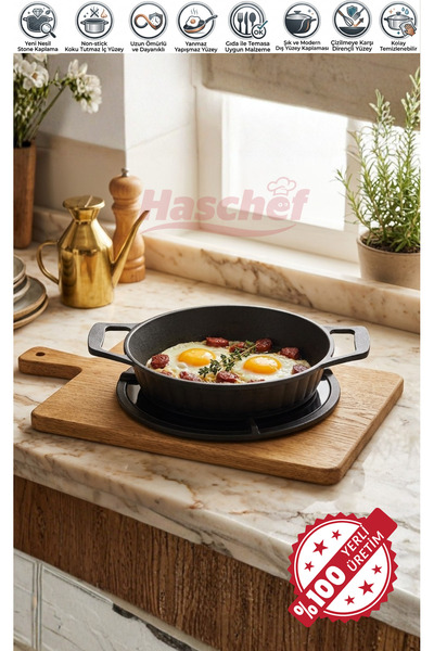 HASCHEF Yakut Döküm Yapışmaz Koku Tutmaz Granit Kaplama Sahan 20 Cm
