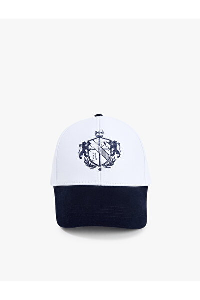 Koton Cotton Color Contrast Embroidered Cap Hat