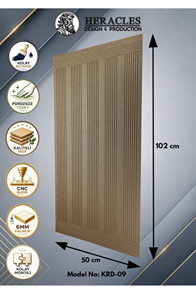 HRC Dizayn (KRD-09) 3D Görünümlü MDF Dekoratif Duvar Paneli 102x50 cm 6 mm CN...