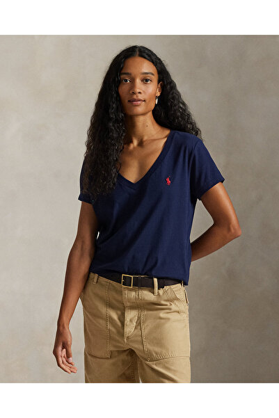 Ralph Lauren Black Label Pony İşlemeli V yakalı pamuklu jarse tişört