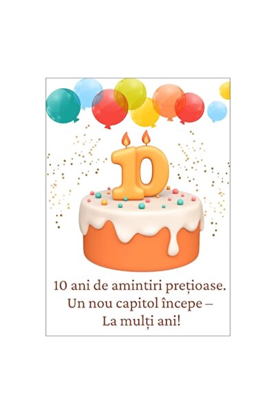OEM Felicitare aniversară 10 ani, 13x18 cm cu plic, carton