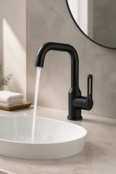 İSAOĞLU YAPI Anthracite Gray Sink Faucet High Model Valero Anthracite Swivel ...