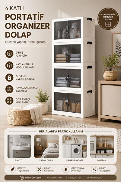 Tercih Home 4'lü Portatif Istiflenebilir Organizer Çok Amaçlı Kiler Dolabı Ka...