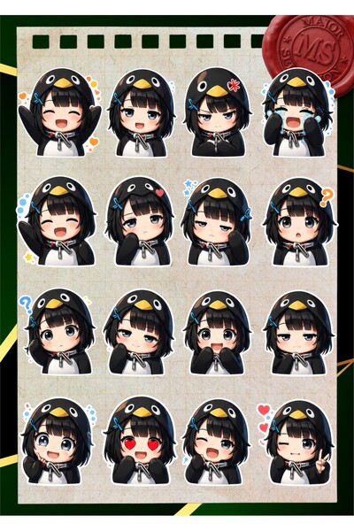 MS Major Selection Gugu Gaga Penguen Sticker Seti 16 Adet Suya Dayanıklı Etik...