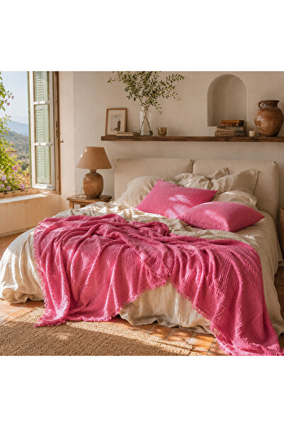 HB&Victory 100% Cotton Muslin 4 Layer Double Layer 240X230 Cm. Fuchsia Color ...