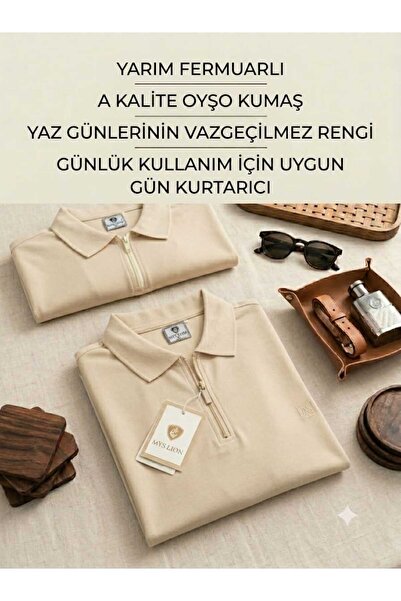 MYSLİON Oysho Fabric Half Zipper Men's T-Shirt