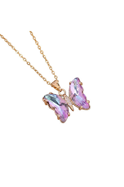 Black Season Gradient Butterfly Necklace Stainless Steel - Length 45 + 5 cm