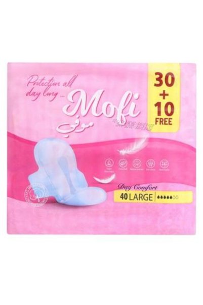 Mofi فوط صحية سي راحة نهارية بالأجنحة من موفي - 40 فوطة - لارج