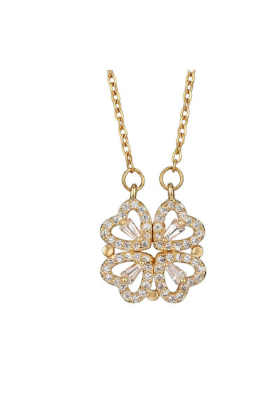 Black Season Luxury Gold Crystal Clover Necklace - 40 + 5 cm
