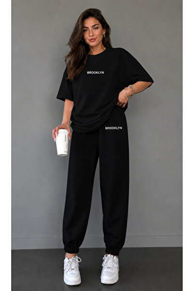 Velkoz Broklyn T-Shirt Sweatpants Jogger - Black Bottom Top Sweatpants Set Cr...