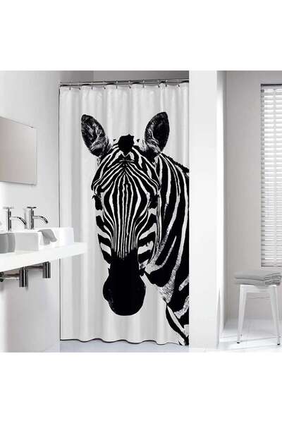 Sealskin Ζέβρα 180x200 μαύρη πλαστική κουρτίνα μπάνιου 800150