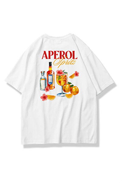 Cupla Tricou de damă cu imprimeu floral Aperol Spritz, alb