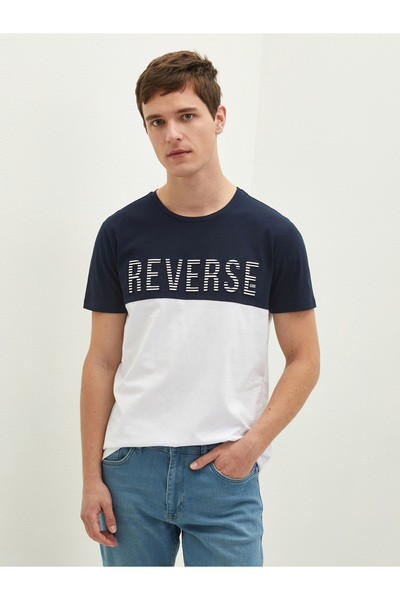 LC Waikiki Tricou bărbătesc din jerseu, cu guler rotund, mânecă scurtă și blo...