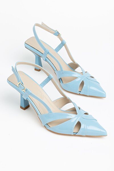 Hayalimdeki Ayakkabı Eleni Women's Blue Patent Leather Buckle Detailed Thin H...