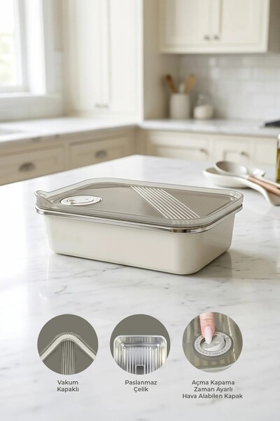 NESS HOME Stainless Steel Vacuum Storage Container, Oven and Cake Container 8...