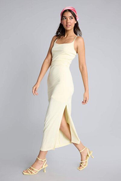 DeFacto Bodycon Body-Hugging Square Neck Strappy Maxi Dress H6454Ax26Sm