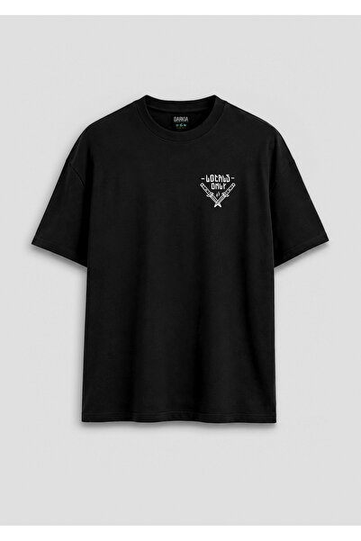 Darkia Locals Only Old School Printed Text Relaxed Fit Unisex Black T-Shirt