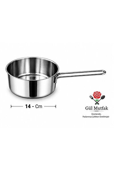 Gül Mutfak Milk Pot Saucepan Saucepan Egg Boiler 14 cm Stainless Steel